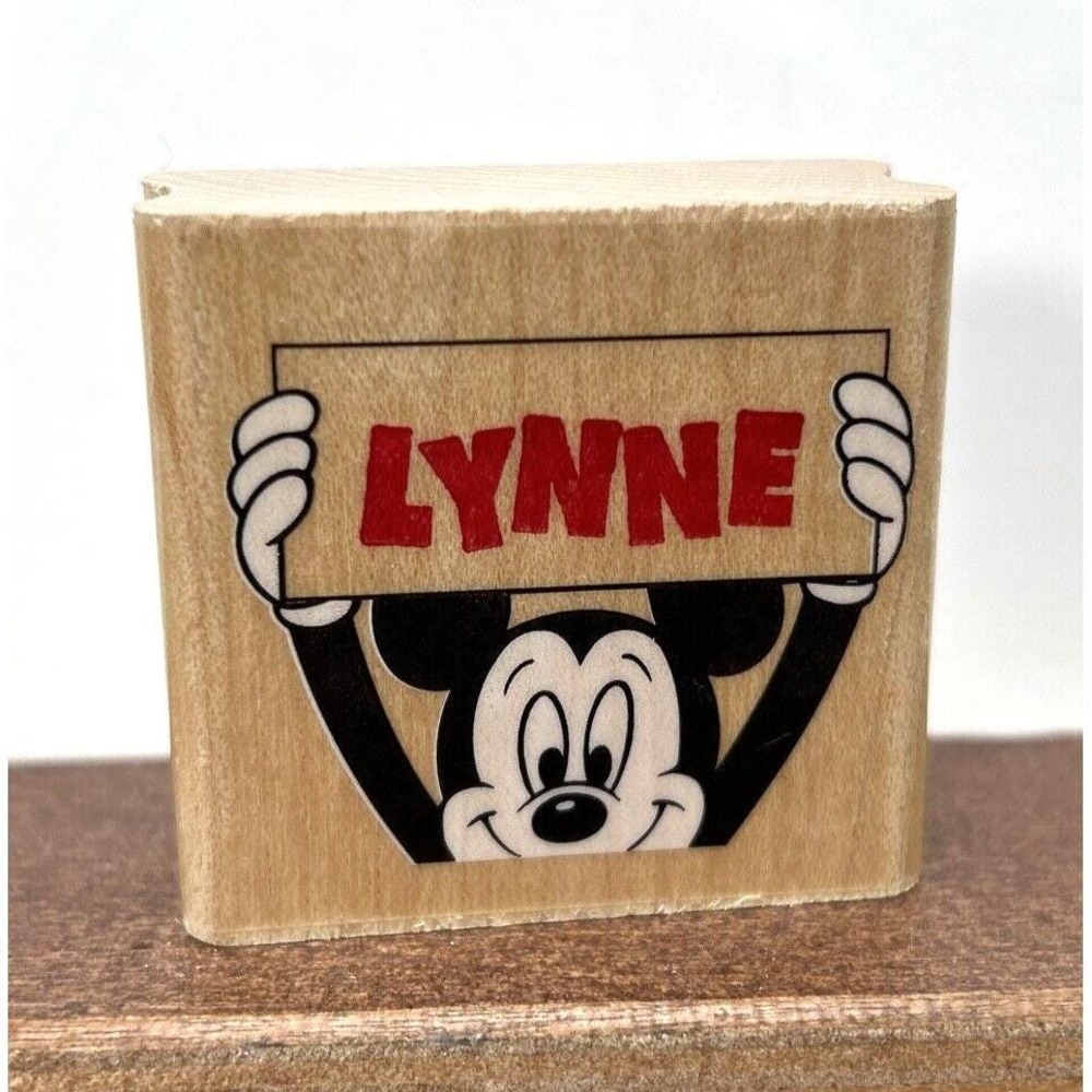Name LYNNE Disney Mickey Mouse Paper Company Wood Rubber‎ Stamp